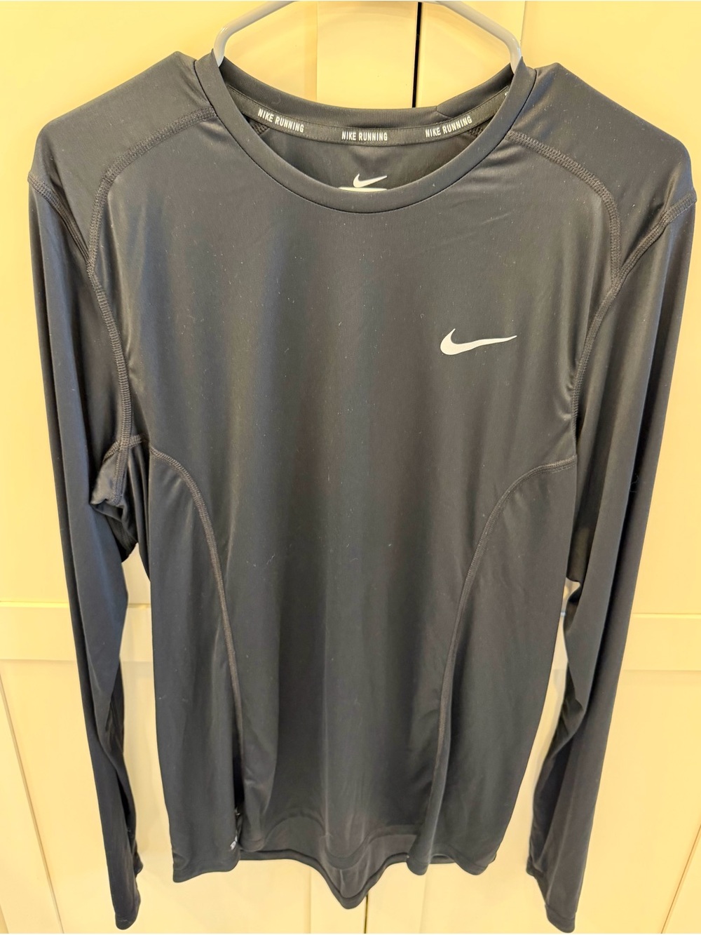 Nike Men’s Long-Sleeve Running Layer — Black with White Swoosh